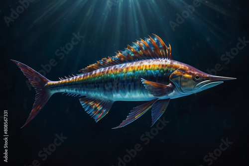 Fighting fish in the water ocean background
