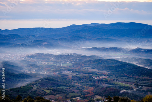 View from Montseny, a mountain massif that is part of the Catalan Pre-coastal mountain range in Spain.