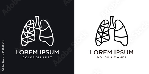 geometric lungs logo vector icon illustration © sang