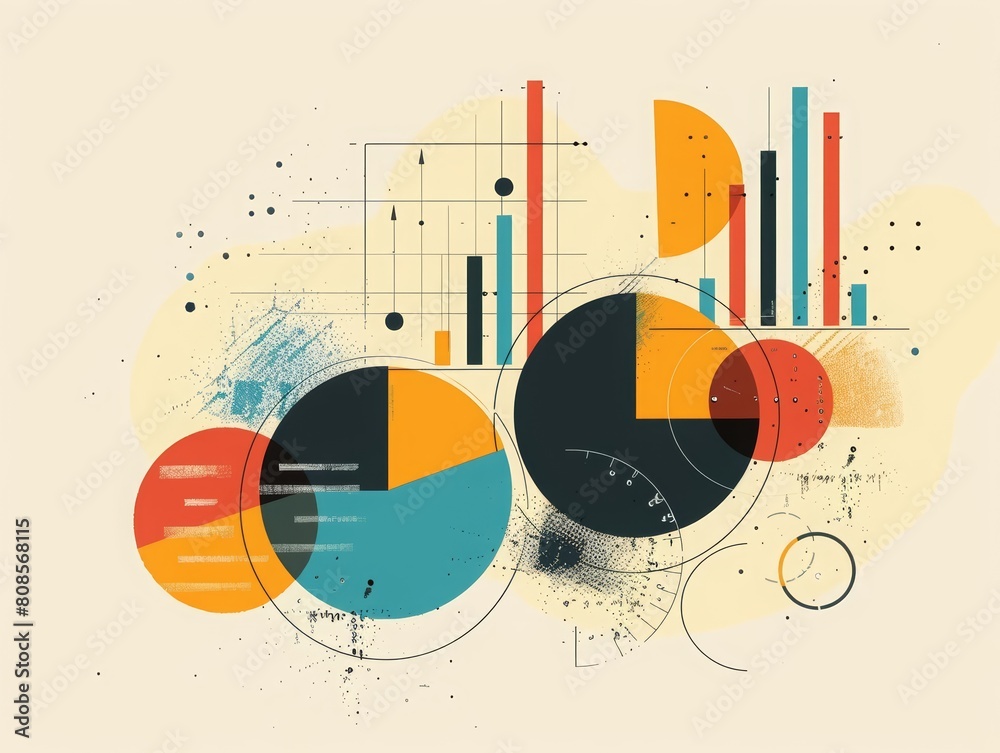 Obraz premium Minimal banner of market research designed in retro color, providing essential data visualization, with copy space
