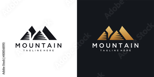 Mountain peak logo design. Mountain icon design vector illustration concept © sang
