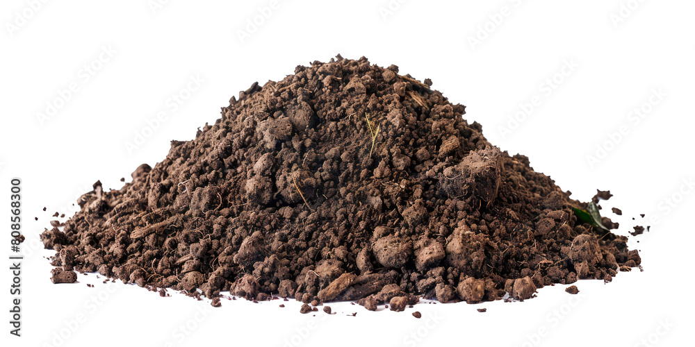 soil pile isolated on transparent white background, gardening agriculture rural soil material type heap stack closeup soil pile isolated on transparent white background, gardening agriculture rural soil material type heap stack closeup