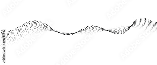 Flowing Dot Wave Pattern Halftone Curve Shape on Transparent Background