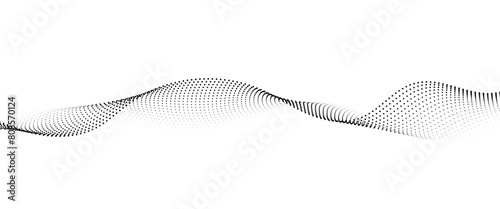 Flowing Dot Wave Pattern Halftone Curve Shape on Transparent Background