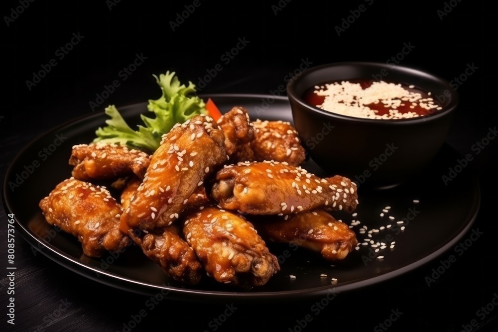 These chicken wings are coated in a sticky and flavorful sauce, making them the perfect appetizer or main course for any occasion. The chicken wings are perfectly cooked These chicken wings are coated in a sticky and flavorful sauce, making them the perfect appetizer or main course for any occasion. The chicken wings are perfectly cooked