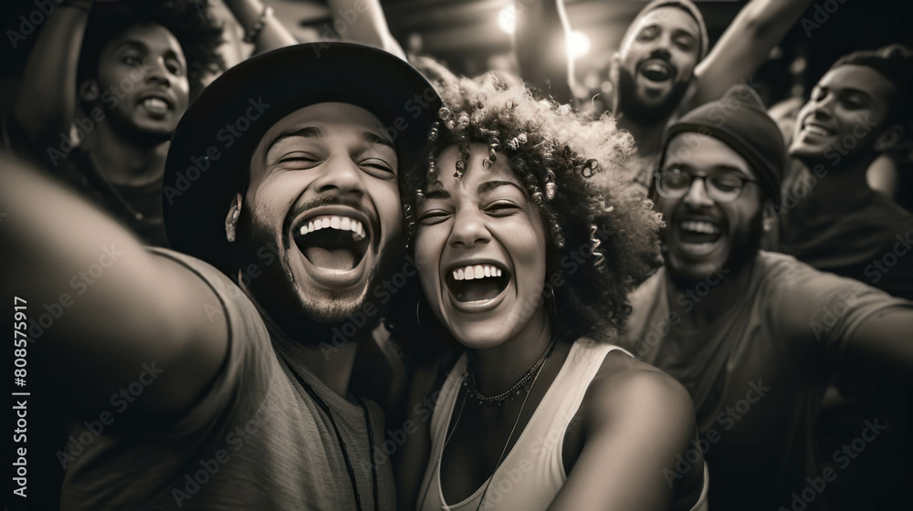 Group of diverse friends enjoying a good laugh together have joy and camaraderie Group of diverse friends enjoying a good laugh together have joy and camaraderie