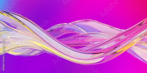 Transparent clear colorful glass or liquid waves. Neon pattern abstract background