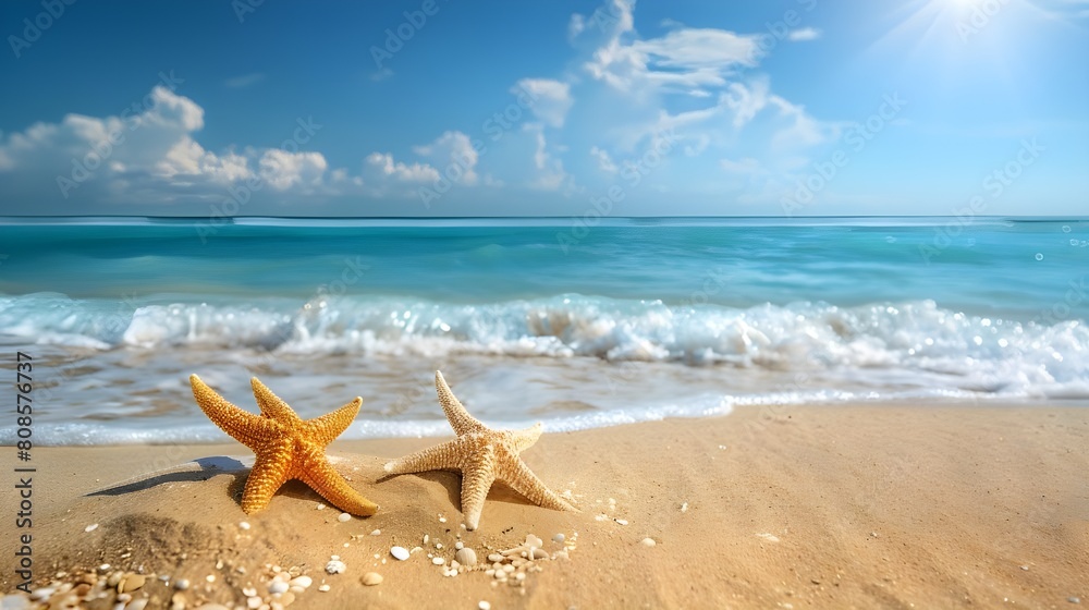 Starfish on Beach Sand. .Generative AI