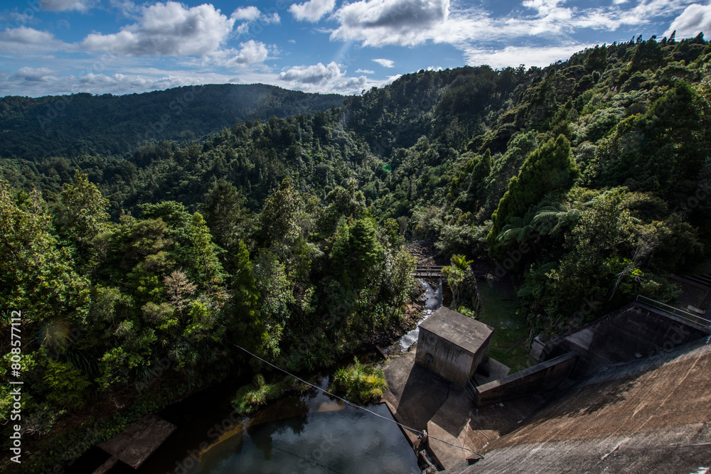 Lookout at Waitakere ranges from the dam Lookout at Waitakere ranges from the dam