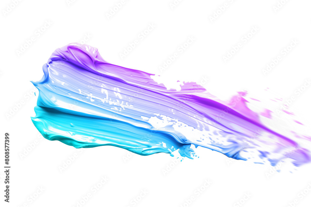 colourful thick acrylic paint brush stroke, transparent background