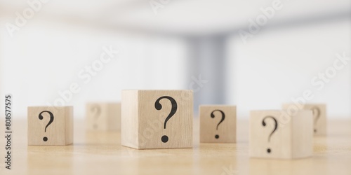 Wallpaper Mural Wooden cubes with question marks. FAQ concept Torontodigital.ca