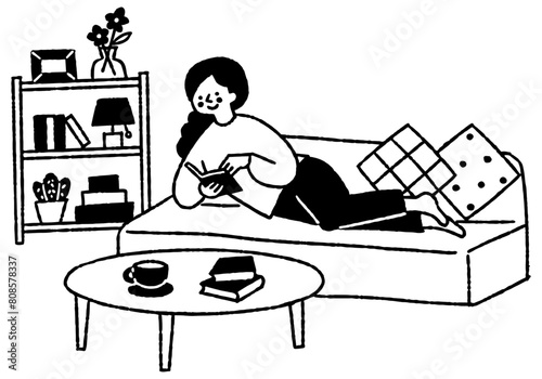 Woman reading a book in a comfortable position_2