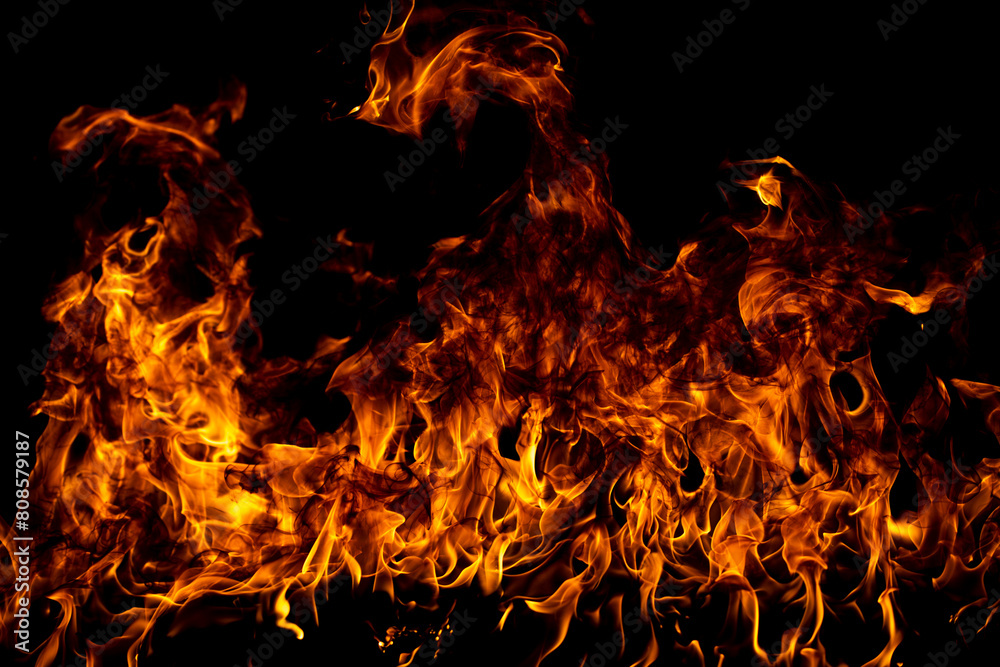 Fotografija Fire flame isolate on black background