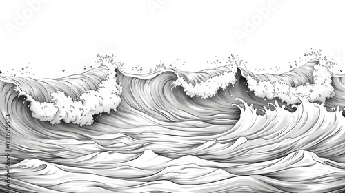 Ocean wave vector illustration design .Generative AI