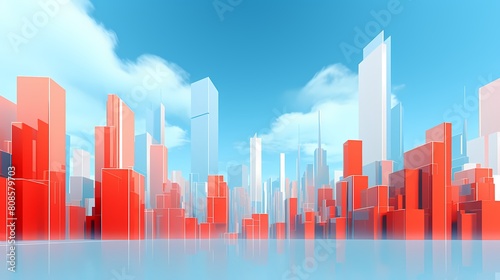 Blue and orange high-rise building poster web page PPT background