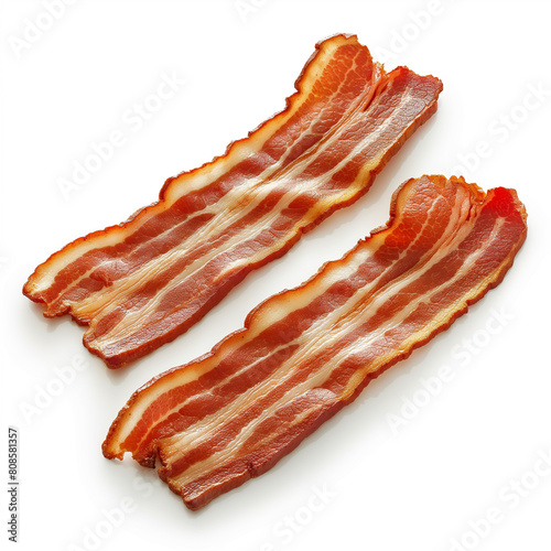 bacon strips on a white surface