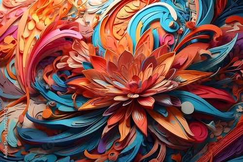 A stunning, abstract ase with vibrant colors and intricate patterns, rendered in a modern, digital style. photo