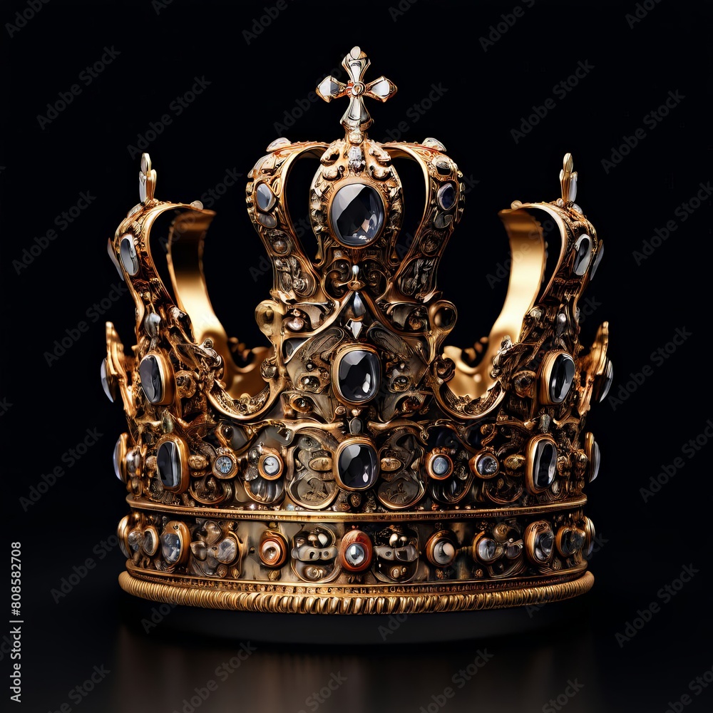A king crown made of gold isolated on plain background A king crown made of gold isolated on plain background