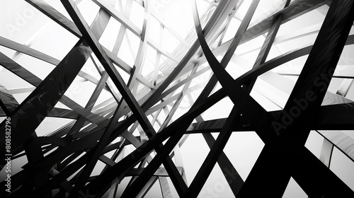 A minimalist background with a geometric pattern of intersecting lines in black and white.