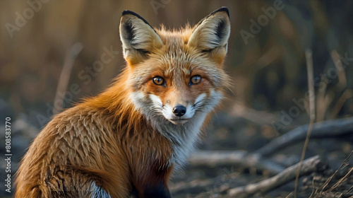 Close Up Beautiful Red Fox Forest Background Dusk © Mordikai Art