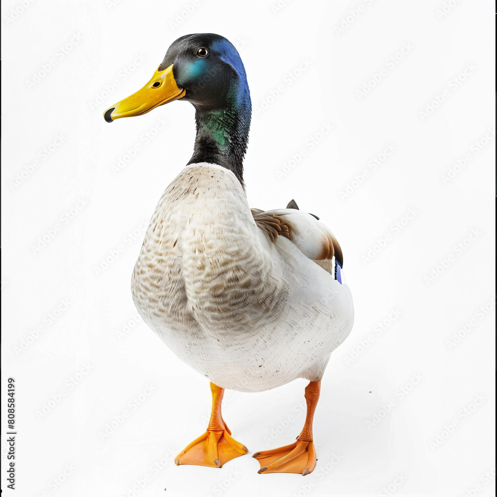a duck standing on a white surface with a white background a duck standing on a white surface with a white background