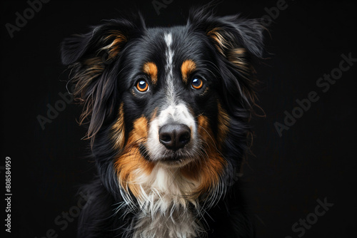 a dog with a black and brown face and long hair © mizmizstk