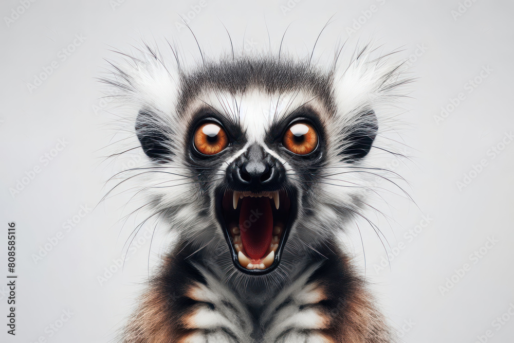 angry lemur on a white background angry lemur on a white background