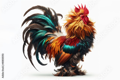 angry rooster on a white background photo