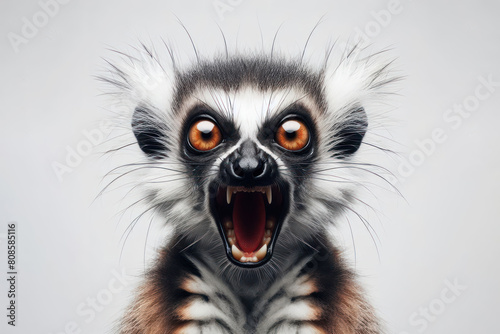angry lemur on a white background © Ольга Лукьяненко