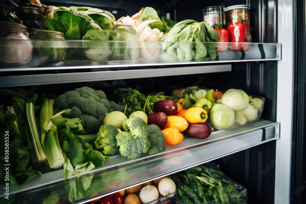 generated illustration of variety of vegetable in the refrigerator. generated illustration of variety of vegetable in the refrigerator.