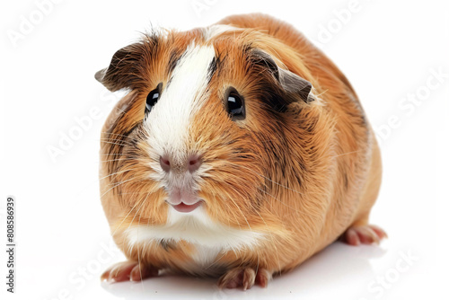 a guinea is sitting on a white surface