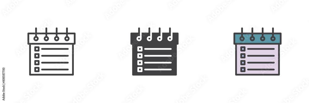 Calendar schedule different style icon set Calendar schedule different style icon set