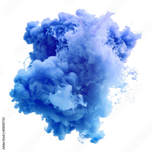 Abstract blue smoke cloud isolated on transparent background, ideal for creative designs and visual effects