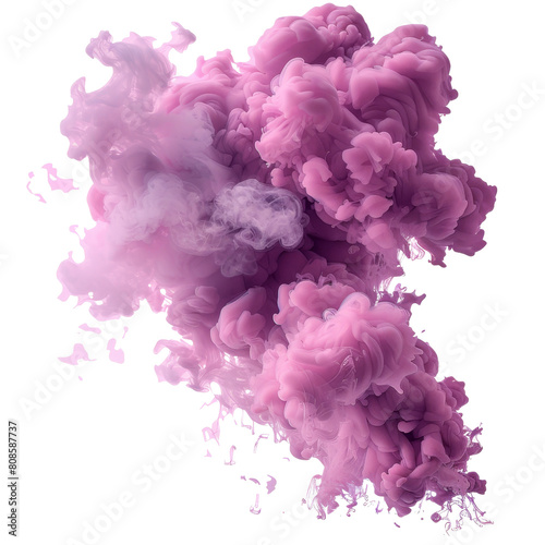 Mysterious purple smoke cloud isolated on transparent background, perfect for creative designs and visual effects