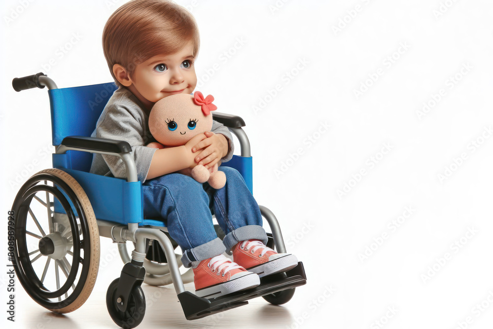 child disabled person in wheelchair isolated on white background child disabled person in wheelchair isolated on white background