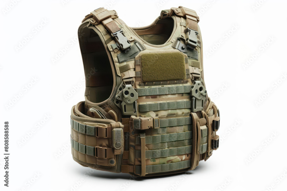 a military body armor isolated on bright white background a military body armor isolated on bright white background