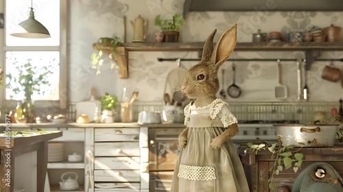 Charming Rabbit in Rustic F...