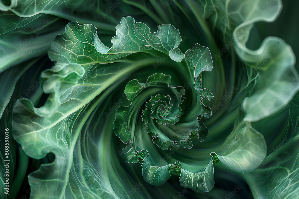 Fototapeta premium swirls in shades of green,in shapes of cabbage