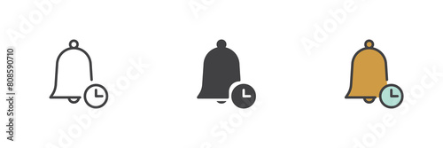 Bell and clock different style icon set
