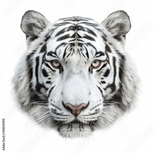 a white tiger with a black and white face