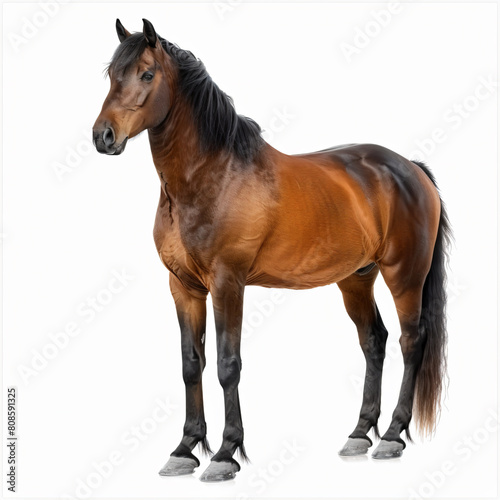 a horse standing in front of a white background