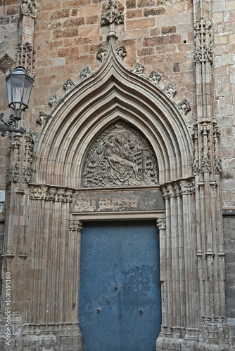 Barcellona, La cattedrale di Barcellona, totti, contrafforti e decorazioni gptiche - Catalogna, Spagna 