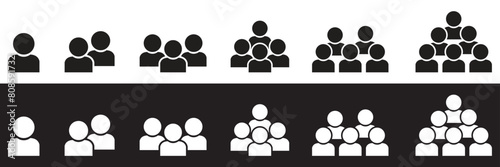 team icons set.  Leader and workers. Team logo. Vector illustration image. Isolated on white and black  background.