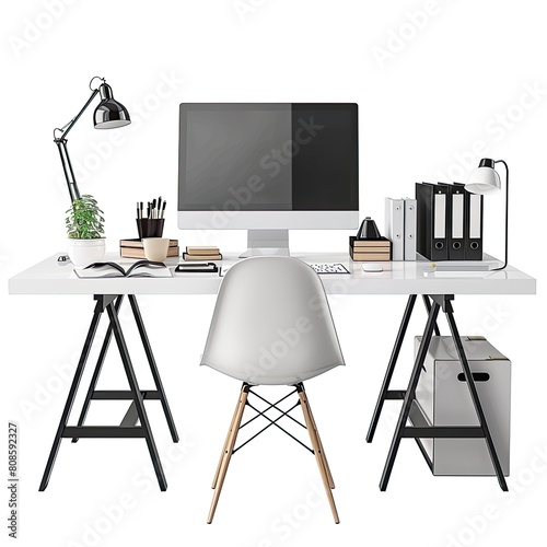 Home Office Inspiration isolated on white background 