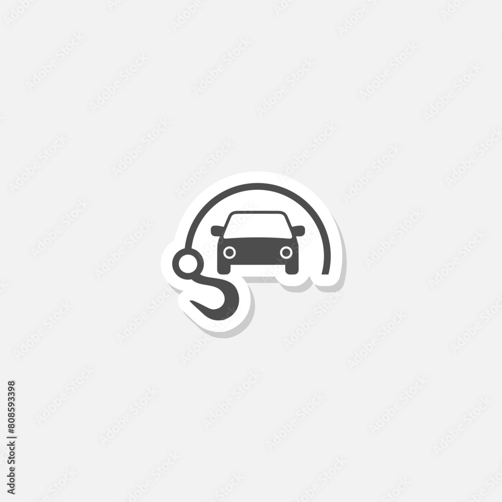 Car towing hook icon sticker isolated on gray background Car towing hook icon sticker isolated on gray background