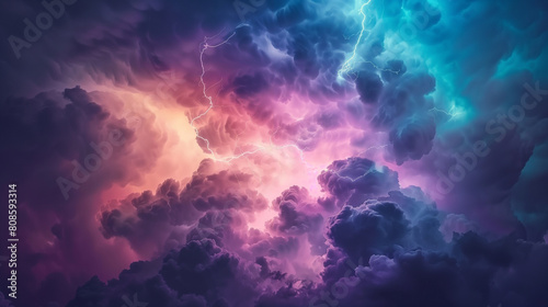 A colorful sky with a stormy atmosphere