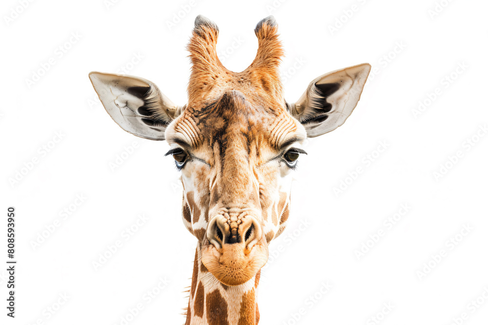 Naklejka premium a giraffe with a very long neck and a very big nose