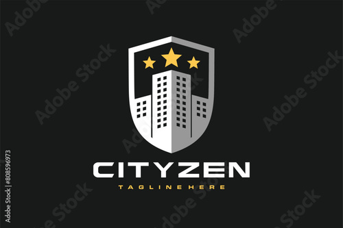 city shield three stars logo
