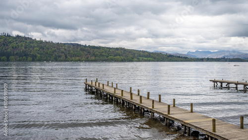 Pair of wooden jettys at Lake Windermere