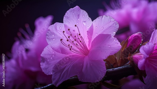 magenta azalea, cinematic light, shallow depth of field pink flower, genrated by AI photo